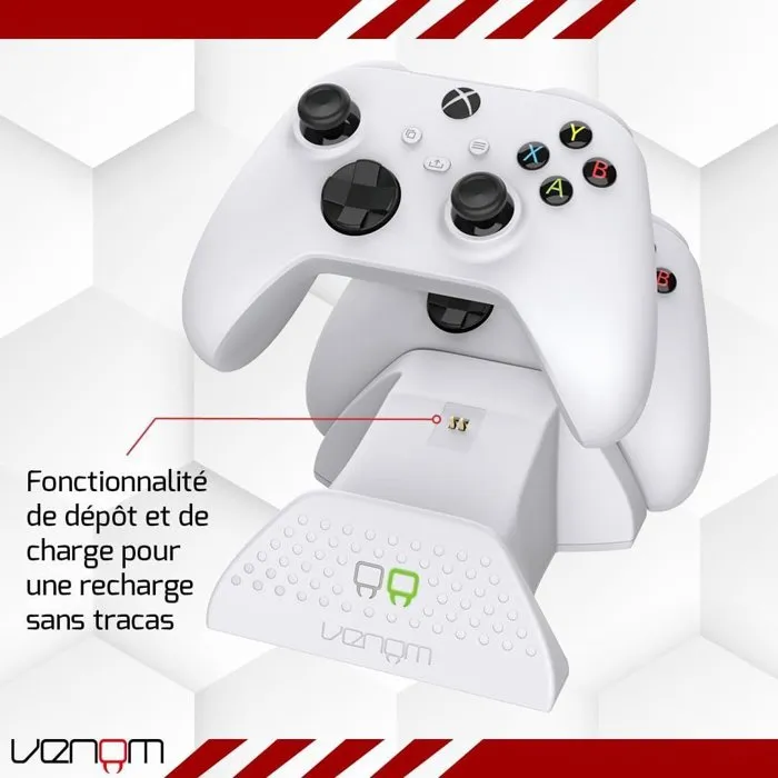 Venom Station de charge double pour manettes Xbox Series X|S & One - Blanc Venom Station de charge double pour manettes Xbox Series X|S & One - Blanc