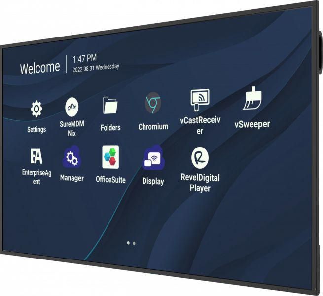 ViewSonic CDE7530 - Moniteur professionnel 75" UHD 4K, 450 cd/m², écran anti-reflet 25%, USB-C 65W, compatible 24/7, pour visioconférence et présentation
