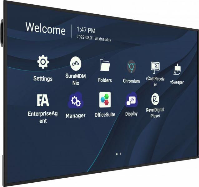 ViewSonic CDE7530 - Moniteur professionnel 75" UHD 4K, 450 cd/m², écran anti-reflet 25%, USB-C 65W, compatible 24/7, pour visioconférence et présentation
