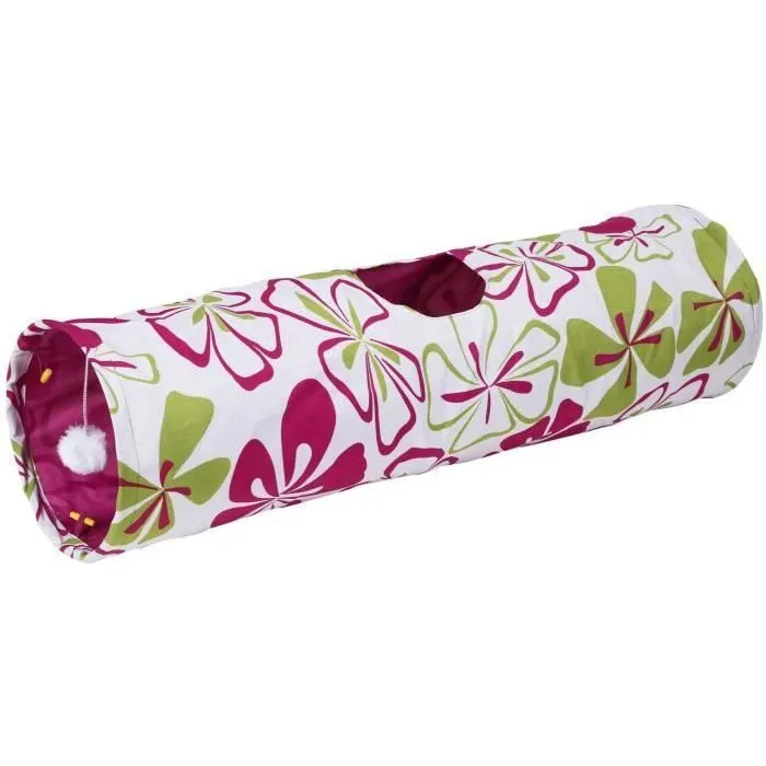 Kerbl Tunnel de jeu pour chat Flower pliable avec balle en peluche 3 entrées 90 cm