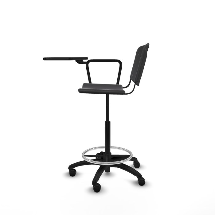 Tabouret Taburete Robledo Pivotant Chlorure de polyvinyle Noir Structure polyamide noire Non applicable Sans appui-tête Roulettes autofreinées