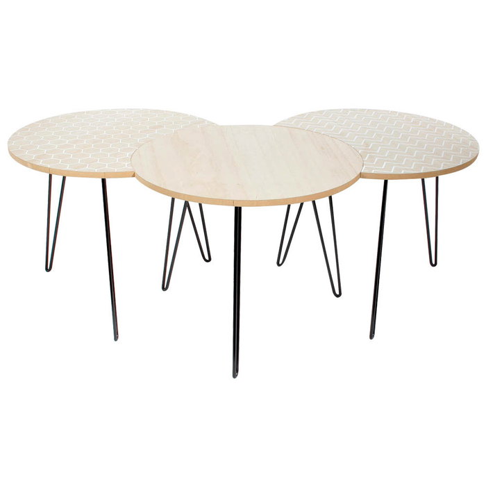 Home Deco Factory Ensemble de 3 Tables d'Appoint Puzzle Home Deco Factory Ensemble de 3 Tables d'Appoint Puzzle