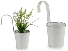 IBERGARDEN Maceta para colgar Blanca Filo Plata