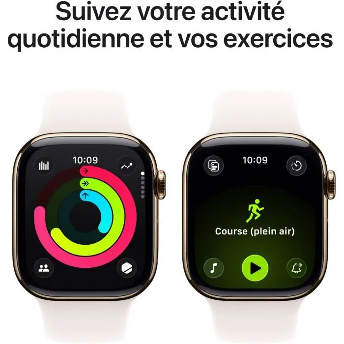 Apple Watch Series 11 GPS + Cellular, Boîtier 46 mm en Titanium Gold avec Bracelet Sport Light Blush S/M Apple Watch Series 11 GPS + Cellular, Boîtier 46 mm en Titanium Gold avec Bracelet Sport Light Blush S/M
