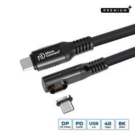 MicroConnect Câble USB-C vers USB-C 0,5m Anglé Premium magnétique en Silicone, 240W, 8K, 40Gbps, USB4