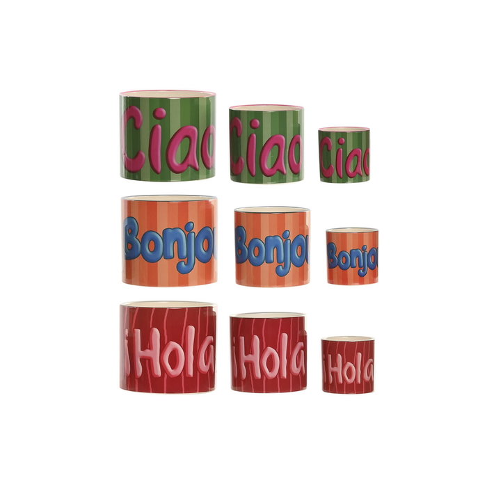 Home ESPRIT Cache-pot Multicouleur Céramique Urbaine (Lot de 3 pièces)