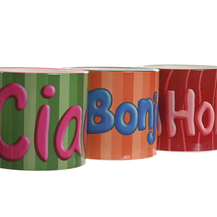 Home ESPRIT Cache-pot Multicouleur Céramique Urbaine (Lot de 3 pièces)