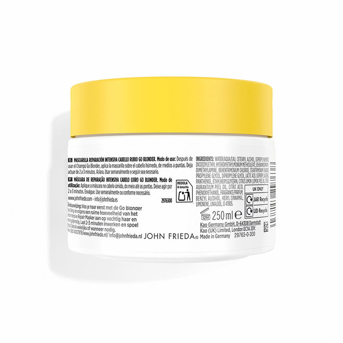John Frieda Masque Go Blonder Éclaircissant Intensif - Soin réparateur et protecteur pour cheveux blonds, 250 ml