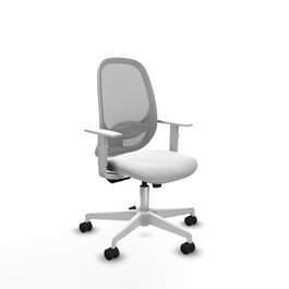 PIQUERAS Y CRESPO Chaise Cilanco Synchro Blanc et Gris Maille Gris, 3 positions, avec accoudoirs