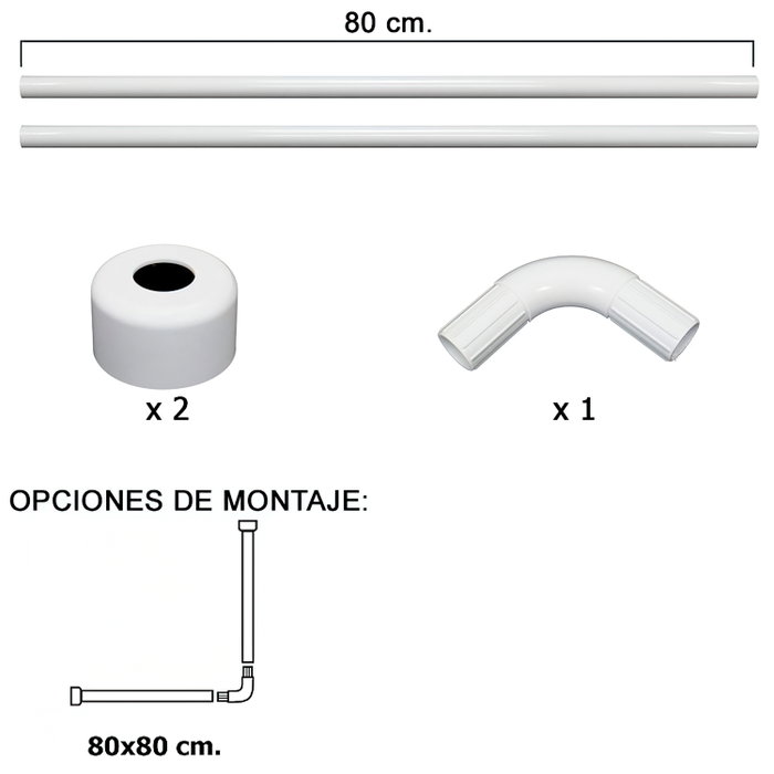 MAURER Barre pour rideau de douche universelle aluminium blanc 80x80 cm MAURER Barre pour rideau de douche universelle aluminium blanc 80x80 cm