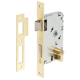 TESA 2010P/50/HL Serrure à Emboîter pour Porte en Bois, Distance entre Centres 47 mm, Entrée 50 mm, Corps Rectangulaire, Laiton