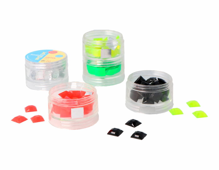 Innspiro Set de Gemmes Acryliques Carrées Couleurs Fluo 12x12mm
