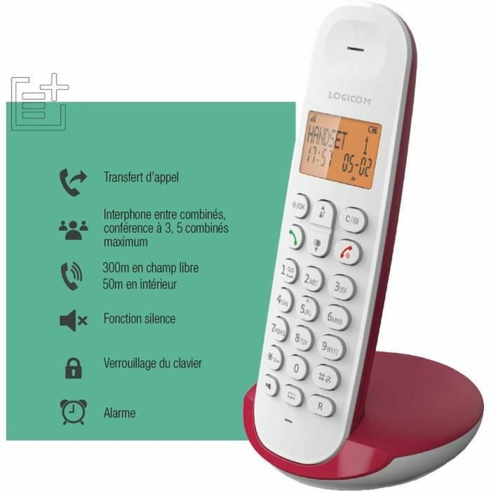 Logicom DECT ILOA 150 SOLO Téléphone fixe sans fil Framboise
