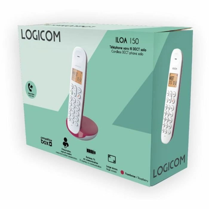 Logicom DECT ILOA 150 SOLO Téléphone fixe sans fil Framboise