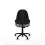 Chaise de bureau Algarra avec mécanisme Contact permanent de base, rembourrée de tissu gris clair. Équipée d'une base en polyamide noir, d'accoudoirs fixes et de butées