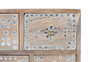 GINER Y COLOMER Table de chevet 5 tiroirs en bois de manguier massif, façade peinte à la main, finition naturelle - Meuble de chambre