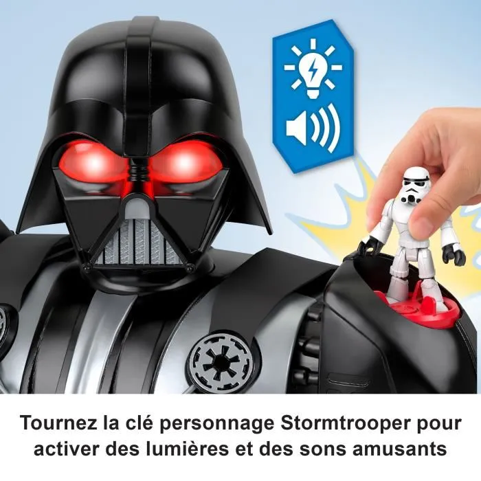 Fisher-Price HXG51 Robot Imaginext Dark Vador Star Wars Plus de 60 cm avec Effets Sonores et Lumineux - Clé Stormtrooper en Métal - Jouet Enfant dès 3 Ans