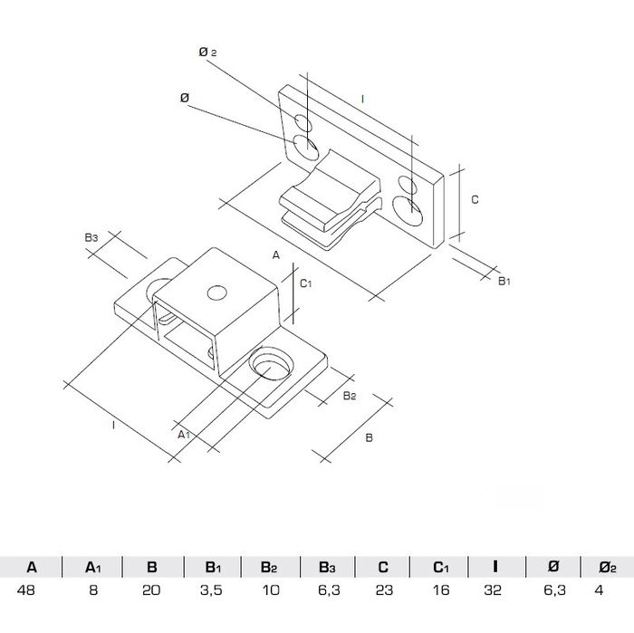 HERRAJES ALK Teku Herraje pour Union de Panneaux Macho + Hembra
