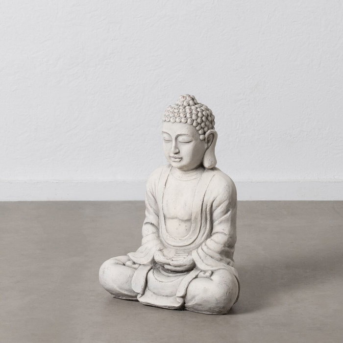 BigBuy Home Figurine Décorative Gris Buda Ethnique