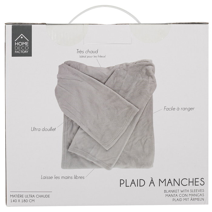 Home Deco Factory Mante avec manches Gris 140x180 cm Home Deco Factory Mante avec manches Gris 140x180 cm