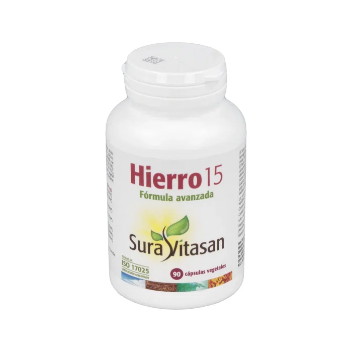 SURA VITASAN Hierro 15 90 gélules – Complément alimentaire fer, vitamine C, B6, B12 pour globules rouges et énergie SURA VITASAN Hierro 15 90 gélules – Complément alimentaire fer, vitamine C, B6, B12 pour globules rouges et énergie