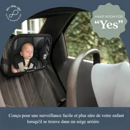 Dreambaby Miroir rétroviseur pour bébé, grand format réglable 20 x 24 cm pour siège auto orienté vers l'arrière, fixation sur appui-tête, noir