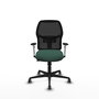 Chaise Alfera Synchrone/Traslack Maille/tissu Vert foncé Maille Noir Base en nylon noir Accoudoirs noirs et blancs Sans appui-tête Roulettes 65mm pour moquette