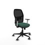 Chaise Alfera Synchrone/Traslack Maille/tissu Vert foncé Maille Noir Base en nylon noir Accoudoirs noirs et blancs Sans appui-tête Roulettes 65mm pour moquette