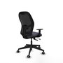 Chaise Alocén Synchrone/Traslack tissu Gris foncé Maille Noir Base pyramidale noire Accoudoir 1D Sans appui-tête Roulettes 65mm pour moquette
