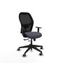 Chaise Alocén Synchrone/Traslack tissu Gris foncé Maille Noir Base pyramidale noire Accoudoir 1D Sans appui-tête Roulettes 65mm pour moquette