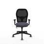 Chaise Alocén Synchrone/Traslack tissu Gris foncé Maille Noir Base pyramidale noire Accoudoir 1D Sans appui-tête Roulettes 65mm pour moquette