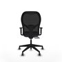 Chaise Alocén Synchrone/Traslack tissu Gris foncé Maille Noir Base pyramidale noire Accoudoir 1D Sans appui-tête Roulettes 65mm pour moquette