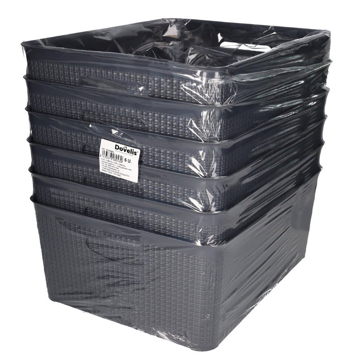 GSC Evolution Lot de 6 paniers organisateurs en plastique 14L Gris rétractables GSC Evolution Lot de 6 paniers organisateurs en plastique 14L Gris rétractables