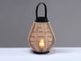 Giftdecor Farol Portavela avec Anse en Tissu, Bois et Verre Beige et Noir 25x30x25 cm (Set de 2)