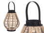 Giftdecor Farol Portavela avec Anse en Tissu, Bois et Verre Beige et Noir 25x30x25 cm (Set de 2)