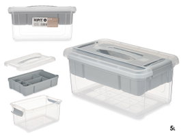 KIPIT Lot de 6 organisateurs en plastique de 5 L avec plateau Gris - Transparente