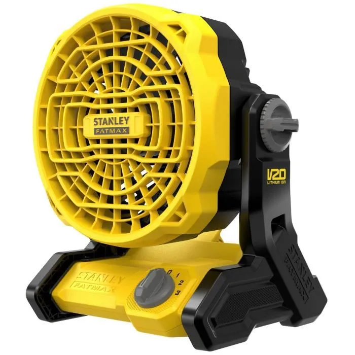 Stanley Fatmax Ventilateur sans fil SFMCE001B-XJ - 3 vitesses, autonomie 8h, flux d'air 1100 m³/h, rotation 150° Stanley Fatmax Ventilateur sans fil SFMCE001B-XJ - 3 vitesses, autonomie 8h, flux d'air 1100 m³/h, rotation 150°