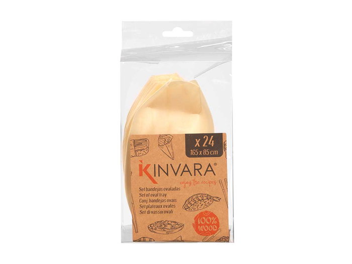 Kinvara Lot de 24 Bandeaux Ovales en Bois 11x15x10cm (Set de 18)