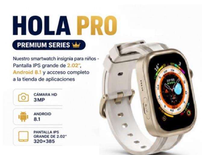 Cefa Holawatch Pro Doré avec Bracelet Extra, Écran 2,02 pouces, Caméra HD et GPS Cefa Holawatch Pro Doré avec Bracelet Extra, Écran 2,02 pouces, Caméra HD et GPS