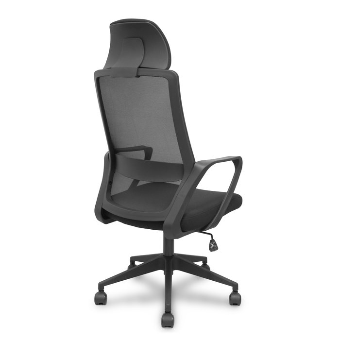 Chaise Pro534 Mécanisme d'inclinaison tissu Noir Base pyramidale noire Accoudoirs fixes Appui-tête 1D Roulettes en nylon 50 mm