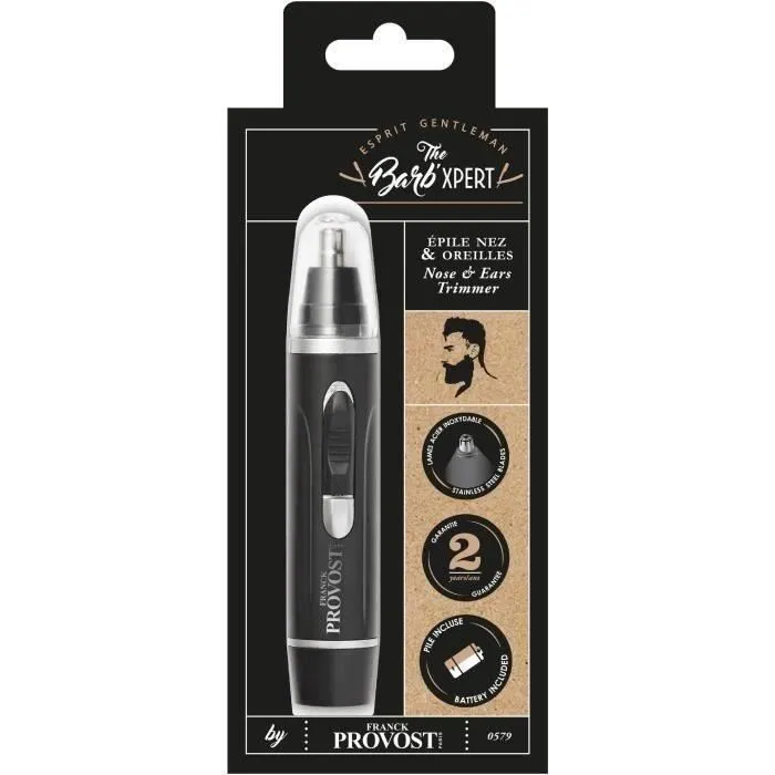 Franck Provost Tondeuse sans fil THE BARB'XPERT 0579 pour Nez et Oreilles, Légère et Ergonomique avec Lames Rotatives Sécurisées
