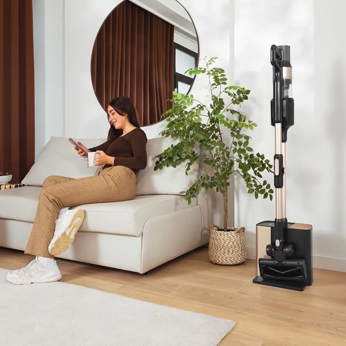 CECOTEC Conga Rockstar 5500 Hurricane Station Flex - Aspirateur balai sans sac - 30 000 Pa - Autonomie 90 min - Vidange automatique - Brosse anti-cheveux - Noir/Gris