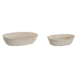 Set de basket Home ESPRIT Blanc Naturel Bambou Rotin 29 x 22 x 7 cm