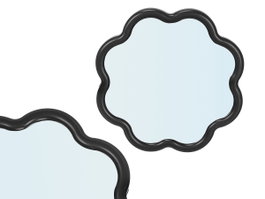Giftdecor Miroir Forme Florale Noir 40x40 cm Plastique et Verre (Set de 12)