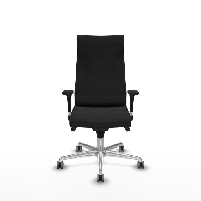 Piqueras Y Crespo Albacete Chaise de Bureau Exécutive, Similicuir Noir, Mécanisme Synchro, Base Aluminium