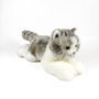 DEQUBE Peluche Chat Gris et Blanc Couché 25 cm - Réf. 939D00300 - Bocalan - Jouet pour Enfant