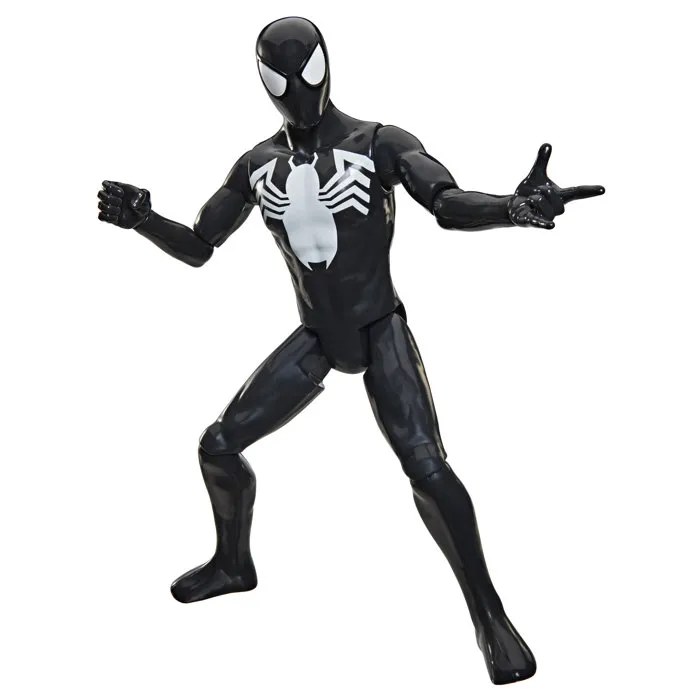 Hasbro Marvel Spider-Man - Figurine Titan Series Spider-Man en costume noir 30 cm deluxe, jouet de super-héros pour enfants dès 4 ans
