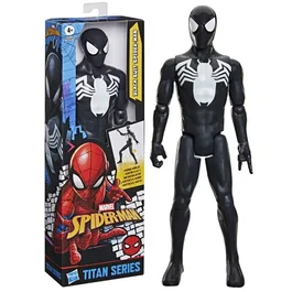 Hasbro Marvel Spider-Man - Figurine Titan Series Spider-Man en costume noir 30 cm deluxe, jouet de super-héros pour enfants dès 4 ans