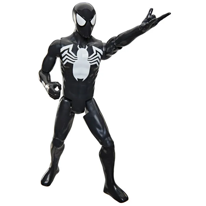 Hasbro Marvel Spider-Man - Figurine Titan Series Spider-Man en costume noir 30 cm deluxe, jouet de super-héros pour enfants dès 4 ans