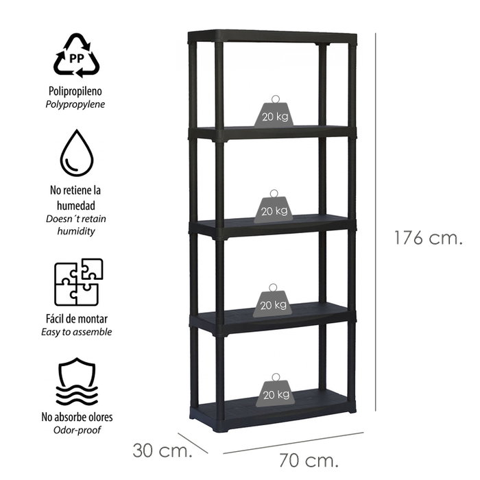 MAURER Module étagère résine 70x35x172 cm